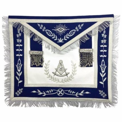 PAST MASTER BLUE LODGE APRON - WHITE & ROYAL BLUE WITH GOLD EMBROIDERY (6)