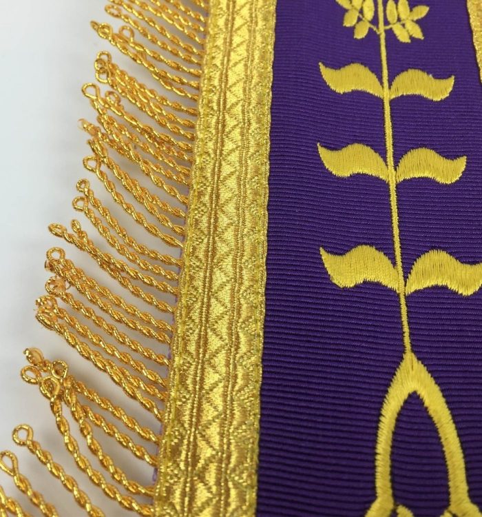 PAST MASTER BLUE LODGE APRON - WHITE & ROYAL BLUE WITH GOLD FRINGE (3)