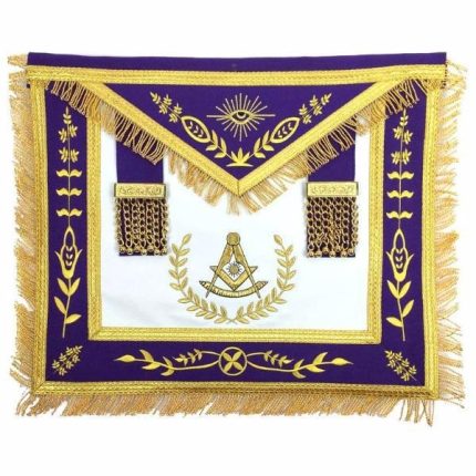 PAST MASTER BLUE LODGE APRON - WHITE & ROYAL BLUE WITH GOLD FRINGE (6)