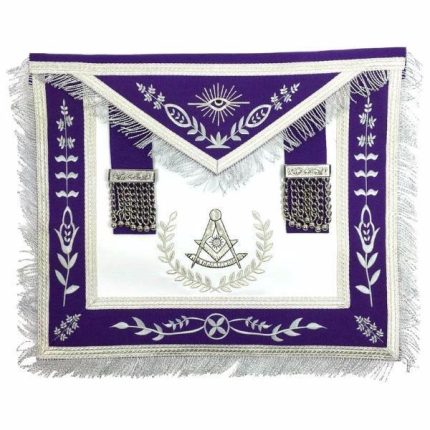 PAST MASTER BLUE LODGE APRON - WHITE & ROYAL BLUE WITH SILVER EMBROIDERY (6)