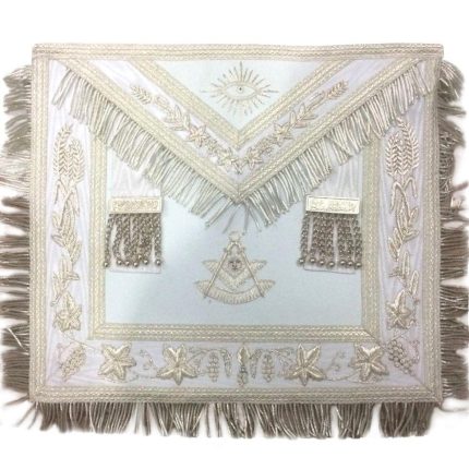 PAST MASTER BLUE LODGE APRON - WHITE WITH SILVER VINEWORK