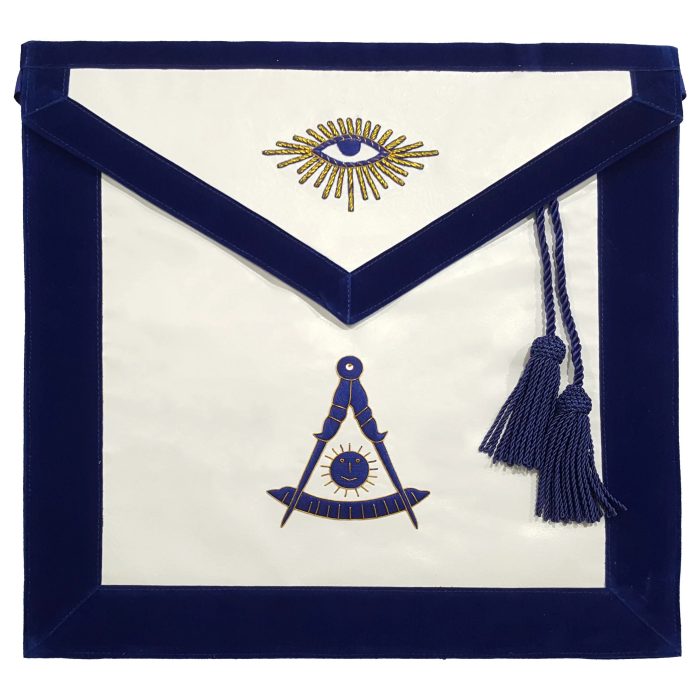 PAST MASTER BLUE LODGE CALIFORNIA REGULATION APRON - BLUE WITH BULLION HAND EMBROIDERY (1)