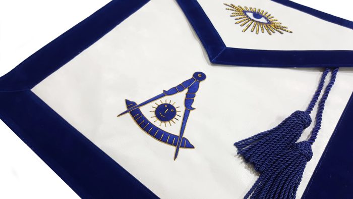 PAST MASTER BLUE LODGE CALIFORNIA REGULATION APRON - BLUE WITH BULLION HAND EMBROIDERY (3)