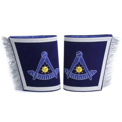 PAST MASTER BLUE LODGE CALIFORNIA REGULATION CUFF - BLUE HAND EMBROIDERY WITH FRINGE (1)