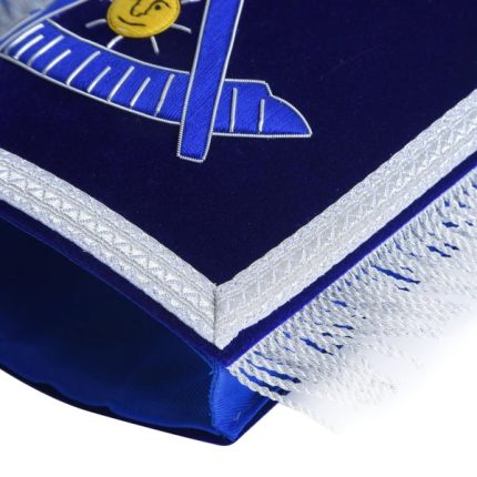 PAST MASTER BLUE LODGE CALIFORNIA REGULATION CUFF - BLUE HAND EMBROIDERY WITH FRINGE (4)