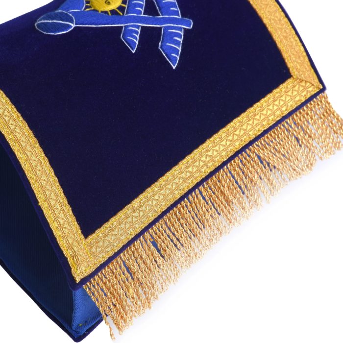 PAST MASTER BLUE LODGE CALIFORNIA REGULATION CUFF - BLUE HAND EMBROIDERY WITH GOLD FRINGE (2)