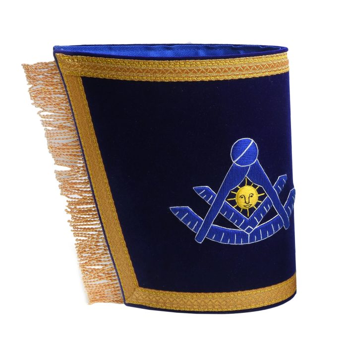 PAST MASTER BLUE LODGE CALIFORNIA REGULATION CUFF - BLUE HAND EMBROIDERY WITH GOLD FRINGE (4)