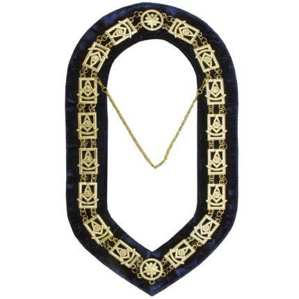 PAST MASTER BLUE LODGE CHAIN COLLAR - GOLD PLATED ON BLUE VELVET (3)