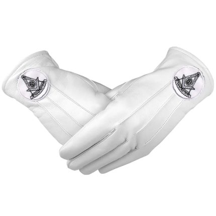 PAST MASTER BLUE LODGE GLOVE - WHITE LEATHER WITH BLACK CALIFORNIA REGULATION EMBLEM (3)