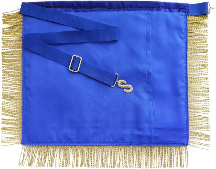 PAST MASTER BLUE LODGE PENNSYLVANIA REGULATION APRON - BLUE & GOLD HAND EMBROIDERY (1)