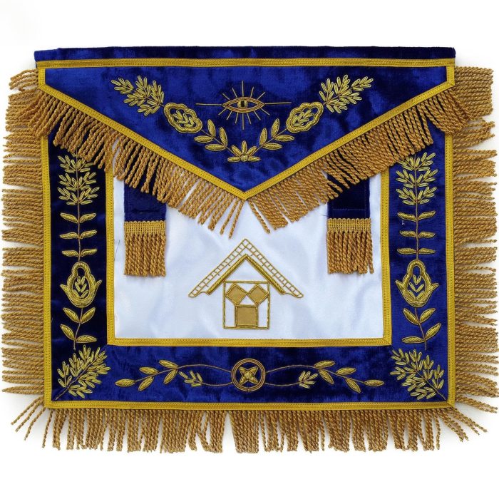 PAST MASTER BLUE LODGE PENNSYLVANIA REGULATION APRON - BLUE & GOLD HAND EMBROIDERY (2)