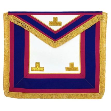 PROVINCIAL MARK ENGLISH REGULATION APRON - PINK & BLUE WITH GOLD FRINGE (5)