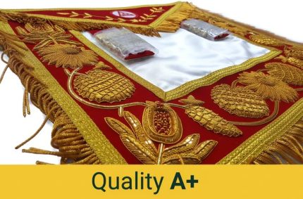 ROYAL ARCH CHAPTER APRON - RED TRIPLE TAU INSIGNIA WITH GOLD FRINGE (5)