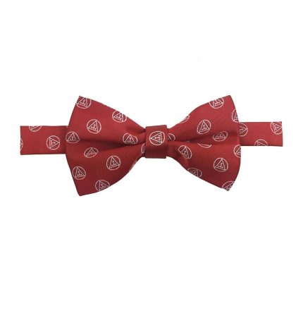 ROYAL ARCH CHAPTER BOW TIE - RED & WHITE SILK WOVEN TRIPLE TAU INSIGNIA (1)