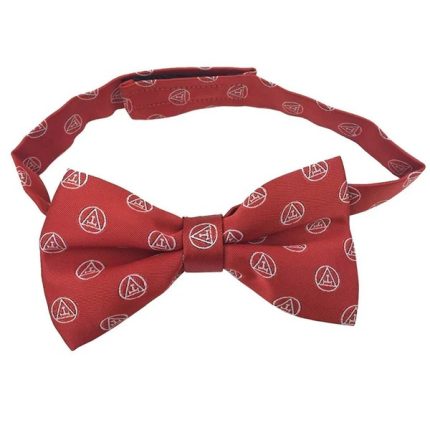 ROYAL ARCH CHAPTER BOW TIE - RED & WHITE SILK WOVEN TRIPLE TAU INSIGNIA (2)