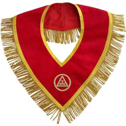 ROYAL ARCH CHAPTER COLLAR - RED VELVET TRIPLE TAU INSIGNIA WITH GOLDEN FRINGE