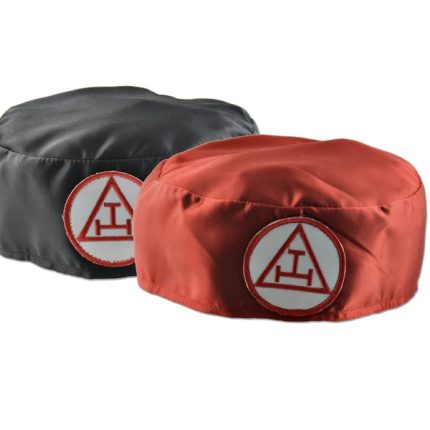 ROYAL ARCH CHAPTER CROWN CAP - RED & BLACK SATIN TRIPLE TAU INSIGNIA (3)