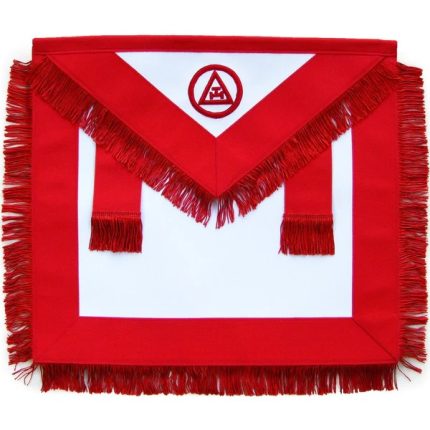 ROYAL ARCH MEMBER CHAPTER APRON - RED TRIPLE TAU WITH FRINGE TASSELS