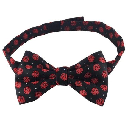 SCOTTISH RITE BOW TIE - BLACK WITH ROSE CROIX POLKADOT (2)