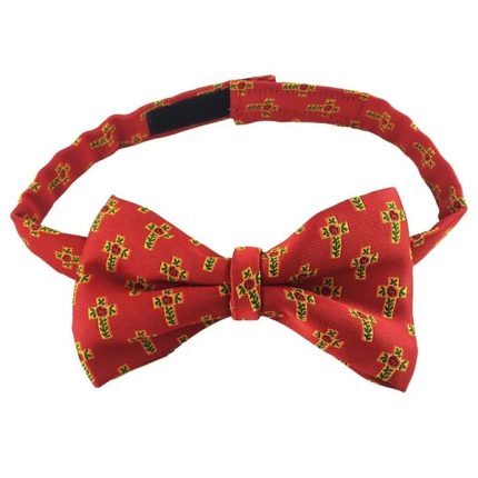 SCOTTISH RITE BOW TIE - RED SILK WITH ROSE CROIX LOGO