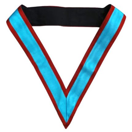 SCOTTISH RITE COLLARETTE - TURQUOISE WITH RED BORDERS MOIRE