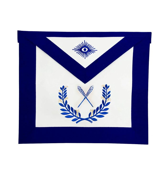 SECRETARY BLUE LODGE OFFICER APRON - ROYAL BLUE WREATH EMBROIDERY (4)