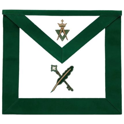 SECRETARY & TREASURER ALLIED MASONIC DEGREES APRON - GREEN VELVET