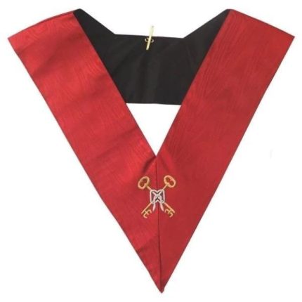 TREASURER 18TH DEGREE SCOTTISH RITE COLLAR - RED MOIRE (2)