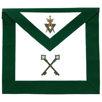 TREASURER ALLIED MASONIC DEGREES APRON - GREEN VELVET