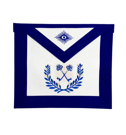 TREASURER BLUE LODGE OFFICER APRON - ROYAL BLUE WREATH EMBROIDERY (4)