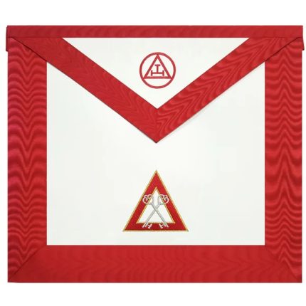 TREASURER ROYAL ARCH CHAPTER OFFICER APRON - RED MACHINE EMBROIDERY (2)