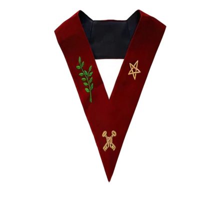 TREASURER SCOTTISH RITE OFFICER COLLAR - MAROON VELVET