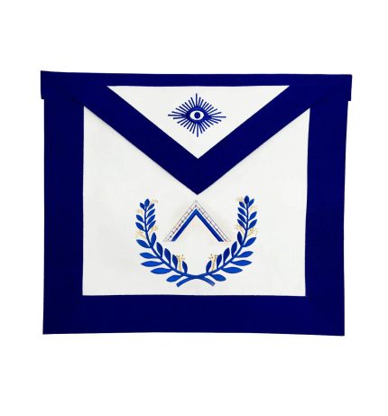 WORSHIPFUL MASTER BLUE LODGE OFFICER APRON - ROYAL BLUE WREATH EMBROIDERY (4)