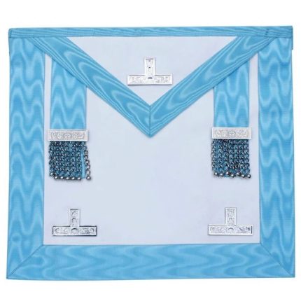 WORSHIPFUL MASTER CRAFT ENGLISH REGULATION APRON - WHITE & TURQUOISE MOIRE (2)