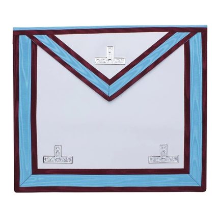 WORSHIPFUL MASTER MARK ENGLISH REGULATION APRON - SKY BLUE & MAROON MOIRE (3)