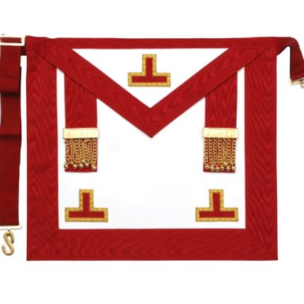 WORSHIPFUL MASTER SCOTTISH RITE APRON - RED MOIRE WITH SIDE TABS (2)