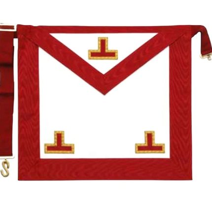 WORSHIPFUL MASTER SCOTTISH RITE APRON - WHITE & RED MOIRE BORDERS WITH TRIPLE TAUS (2)