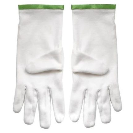 KNIGHTS OF ST. ANDREW SCOTTISH RITE GLOVE - WHITE COTTON WITH GREEN BORDERS (2)