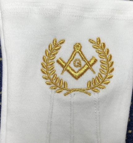 MASTER MASON BLUE LODGE GLOVE - WHITE COTTON WITH GOLD SQUARE & COMPASS G (3)