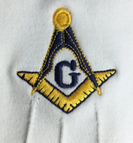 MASTER MASON BLUE LODGE GLOVE - YELLOW AND BLUE SQUARE & COMPASS G (3)