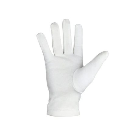 OES GLOVE - WHITE COTTON MACHINE EMBROIDERED EMBLEM (1)