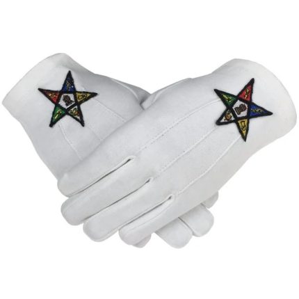 OES GLOVE - WHITE COTTON MACHINE EMBROIDERED EMBLEM (3)