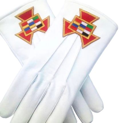 PAST HIGH PRIEST ROYAL ARCH CHAPTER GLOVE - WHITE LEATHER MACHINE EMBROIDERED EMBLEM (1)