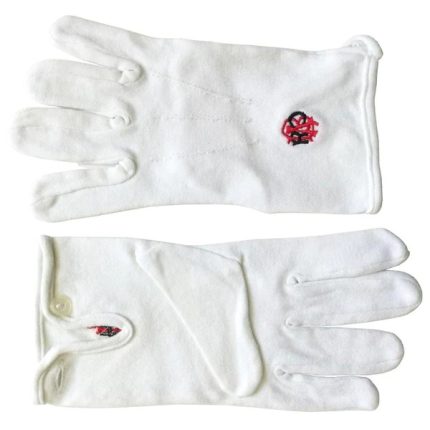 ROYAL ANTEDILUVIAN ORDER OF BUFFALOES R.A.O.B. GLOVE - WHITE COTTON WITH RED & BLACK (2)