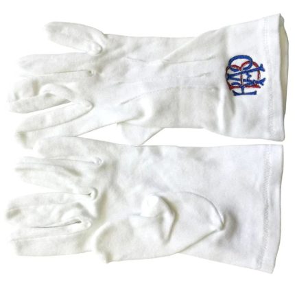 ROYAL ANTEDILUVIAN ORDER OF BUFFALOES R.A.O.B. GLOVE - WHITE COTTON WITH RED & BLUE (2)