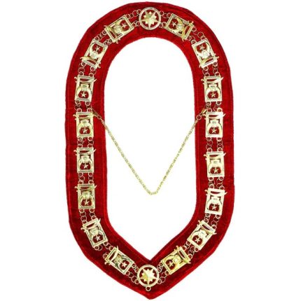 SHRINERS CHAIN COLLAR - GOLD PLATED ON RED VELVET (3)