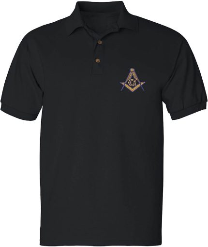 ALLNTRENDS Men's Polo T Shirt Mason Symbol Embroidered Freemasonry Shirt (1)