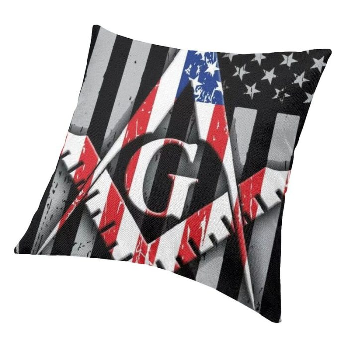 American Flag Mason Cushion Cover 3D Printing Freemason Masonic Mason Thro (3)