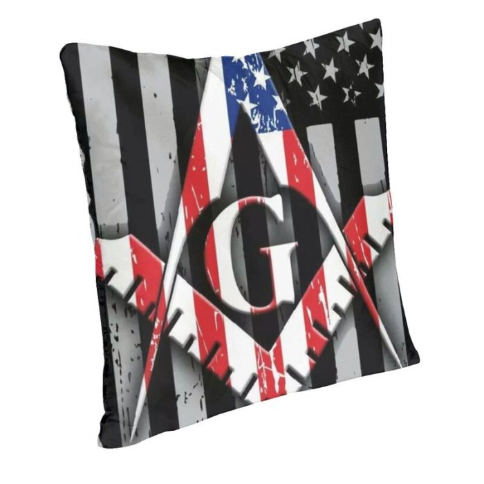 American Flag Mason Cushion Cover 3D Printing Freemason Masonic Mason Thro