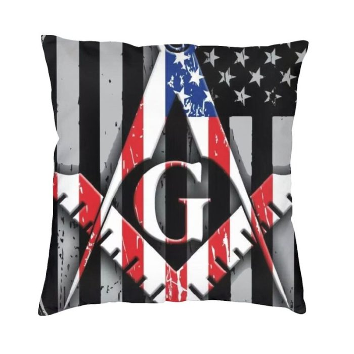 American Flag Mason Cushion Cover 3D Printing Freemason Masonic Mason Throw (1)